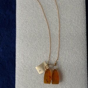 Vintage Necklace with Baltic Amber Pendants with Tag